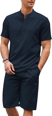 Ensemble chemise henley décontracté 2 pièces pour hommes, short de yoga de plage à manches courtes et pantalon d'été. DIAYTAR COTE D'IVOIRE est la destination idéale pour ceux qui recherchent des produits variés et de qualité à des prix abordables. La boutique propose une navigation facile et une commande en ligne sécurisée, facilitant ainsi vos achats.