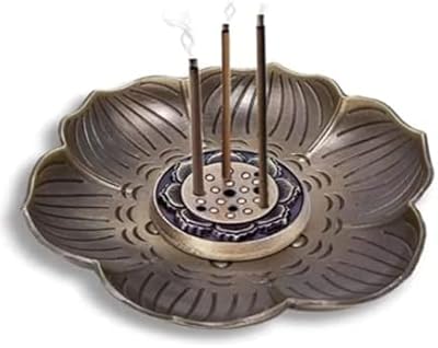 Porte-encens lingeiher, brûleur d'encens en laiton à 9 trous avec cendrier amovible, accessoires