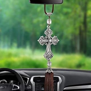 Compris les accessoires de rétroviseur de voiture chrétien en cristal et diamant