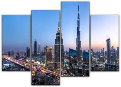 4 photos sur toile avec vue sur le toit du centre-ville de dubaï