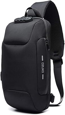 Sac à dos usb antivol ozuku sling pour hommes, sac à bandoulière décontracté
