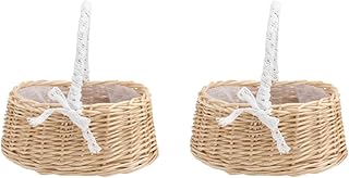 Paniers décoratifs en rotin faits à la main yarno, 2 pièces, avec garniture