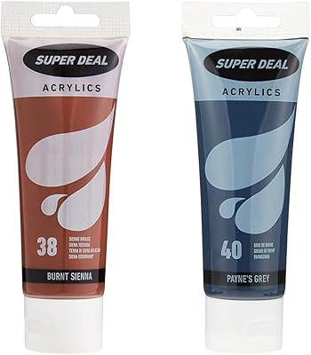 Super deal tube de peinture acrylique 75 ml sienne, sd 4212-38 et tube