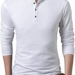 Chemise unie à manches longues pour homme, t-shirt pour homme avec col montant