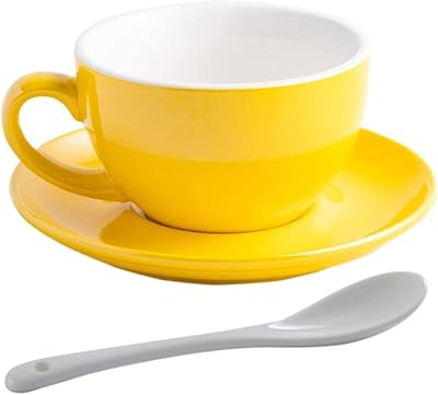Ensemble de tasses et soucoupes à cappuccino aux couleurs vives assorties, porcelaine durable
