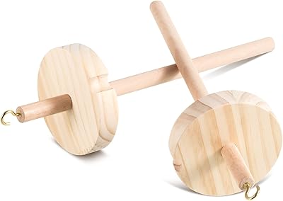 Jexin 2 pièces rouet en bois fait à la main pour filer