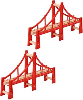 2 pièces toyandona pont de train en bois jouet suspendu voies