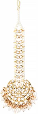 Bijoux de cheveux en perles zaveri pour femme (or) (zpfk9004), kundan et perles