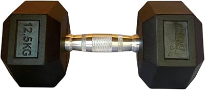 Haltère hexagonale fortis recouverte de caoutchouc 12,5 kg (simple) - poids à main