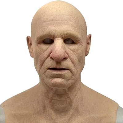 Masque de vieil homme en latex réaliste, masque de mascarade d'halloween, déguisement
