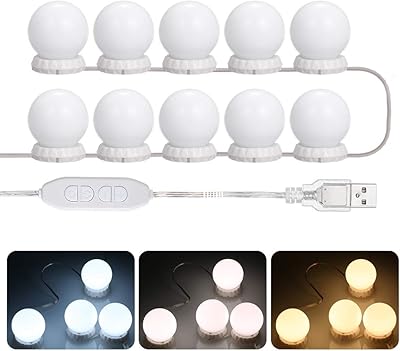 Kit de lampe miroir led andoer avec 10 ampoules, 10 niveaux de luminosité réglables et 3 modes d'éclairage via câble usb, coiffeuse et lampe de maquillage. DIAYTAR COTE D'IVOIRE est une boutique en ligne généraliste qui propose plus de 300 000 références de produits. Elle est devenue la boutique leader en Côte d'Ivoire en raison de sa large gamme de produits et de sa qualité de service. Elle offre une expérience d'achat en ligne pratique et sécurisée.