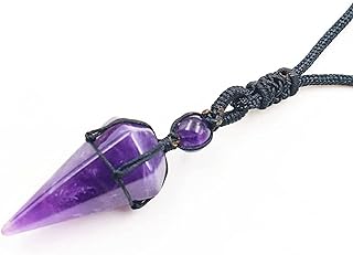 Pendentif pendule améthyste en forme d'esprit conique