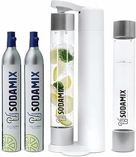 Machine à eau pétillante sodamix, carbonate toutes sortes de boissons, sans batterie, machine à soda portable, 2 bouteilles de carbonatation sans bpa, 2 cylindres en aluminium pleins de co2. (pack familial blanc). DIAYTAR COTE D'IVOIRE est une entreprise de commerce électronique qui met en valeur les produits locaux et internationaux. Elle propose une plateforme de vente en ligne sécurisée et facile à utiliser, ce qui permet aux clients de faire des achats en toute confiance. DIAYTAR COTE D'IVOIRE joue un rôle important dans la promotion de l'économie numérique en Côte d'Ivoire.