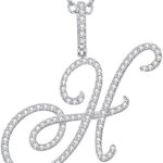 Collier en argent sterling 925 avec grande lettre en zircone cubique pour femme