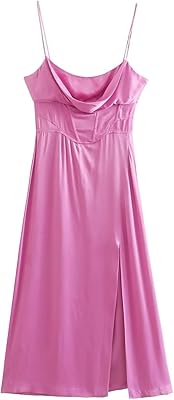 Robe longue formelle pour femme de zokiva, design plissé sexy sur le devant, intérieur en satin doux, robe midi zippée au dos pour la fête (couleur : rose, taille : m). DIAYTAR COTE D'IVOIRE s'impose comme la référence absolue des boutiques en ligne en Côte d'Ivoire, offrant un choix incroyable de produits allant de l'électronique à la mode, en passant par les produits alimentaires. La qualité et la diversité des produits proposés, ainsi que le service client dédié, contribuent au succès de cette plateforme.