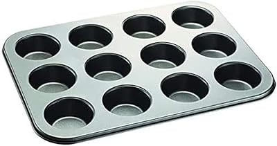 Moule à cupcakes antiadhésif avec 12 tasses - gris