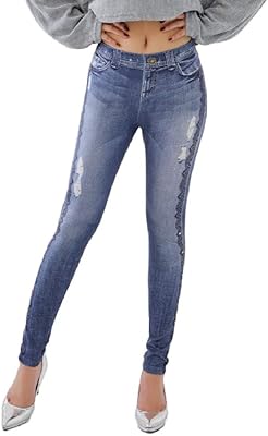 Jeggings pantalon skinny en jean imprimé s m l xl