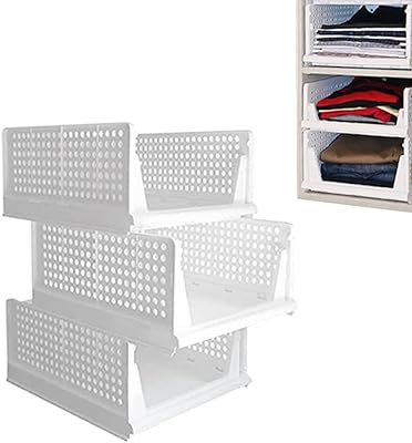 Organisateur de garde-robe pliable et empilable aditya polymers, paquet de 3 taille l