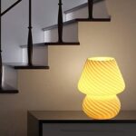 Lampe de table champignon en verre transparent venfors, lampe de table en verre