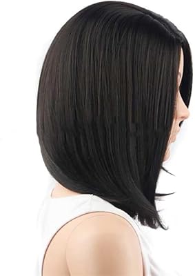 Perruque noire à raie moyenne 1 pièce perruque synthétique lisse cheveux