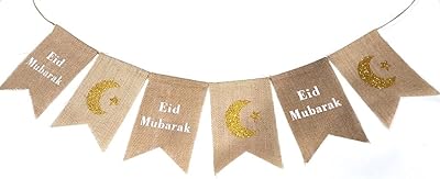 Sac eid mubarak bannière en toile de jute amn-336 image de lune