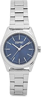 Montre analogique avec mouvement à quartz et cadran bleu marine pour femme, argent