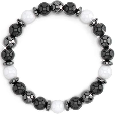 Bracelet de richesse feng shui en obsidienne noire avec cristaux de jade blanc