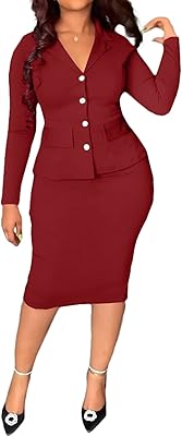 Ensemble blazer décontracté deux pièces pour femme, veste blazer décontractée taille haute et jupe midi de travail professionnel, rouge vin, taille m. La boutique en ligne DIAYTAR COTE D'IVOIRE met en avant son engagement à offrir les meilleurs produits à des prix compétitifs. Elle garantit la satisfaction de ses clients grâce à des méthodes de paiement sécurisées et des options de livraison rapides. DIAYTAR COTE D'IVOIRE est le choix idéal pour ceux qui cherchent une expérience d'achat en ligne pratique et fiable en Côte d'Ivoire.