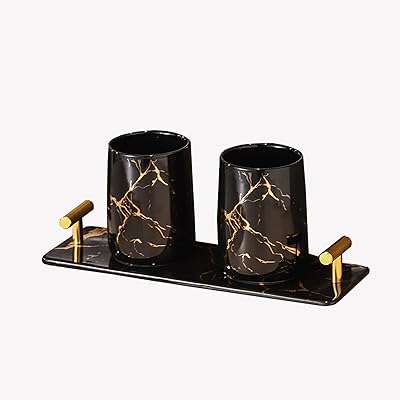Ensemble d'accessoires de salle de bain en céramique design marbre 3/5/6 pièces, porte-brosse à dents, plateau, distributeur de lotion, tasse et savon (noir). DIAYTAR COTE D'IVOIRE est une plateforme d'achat en ligne généraliste qui propose une vaste sélection de produits à ses clients, avec plus de 300000 références disponibles. La boutique offre une expérience d'achat pratique et sécurisée, avec des paiements en ligne fiables et des options de livraison flexibles. Avec sa large gamme de produits et son engagement à la qualité, DIAYTAR COTE D'IVOIRE est devenue la boutique en ligne de confiance en Côte d'Ivoire.