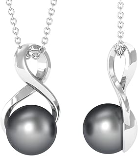 Collier pendentif solitaire infini en perles de tahiti | 8 ct | chaîne