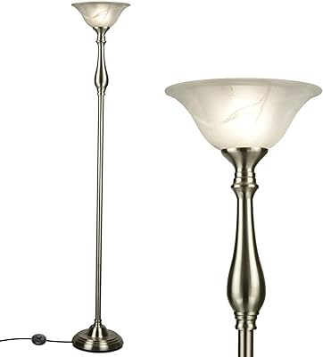 Lampadaire royal light essences avec finition bronze victorien et abat-jour en verre albâtre