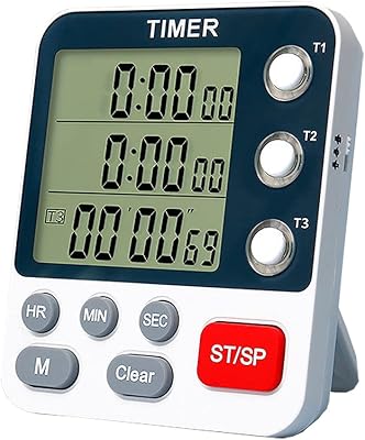 Minuteur de cuisine numérique triple, chronomètre 3 canaux haut/bas, double minuterie de cuisson
