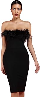 Ho in shop robe sexy en plumes à épaules dénudées pour femme pour soirée en boîte de nuit. DIAYTAR COTE D'IVOIRE est une plateforme de commerce électronique offrant un large choix de produits à ses clients. Avec plus de 300 000 références, elle couvre divers domaines tels que la mode, les produits alimentaires et les accessoires.