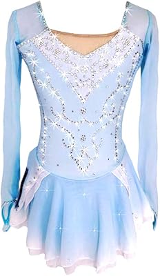 Robe de patinage sur glace pour femmes et filles, bleu/blanc, élasthanne hautement élastique, adaptée au patinage sur glace. DIAYTAR COTE D'IVOIRE contribue à promouvoir le commerce électronique en Côte d'Ivoire, en offrant aux clients la possibilité de faire des achats pratiques et abordables, tout en favorisant l'accès à des produits de qualité.