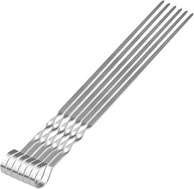 Ensemble de 6 brochettes de kebab en acier inoxydable pour barbecue, shish
