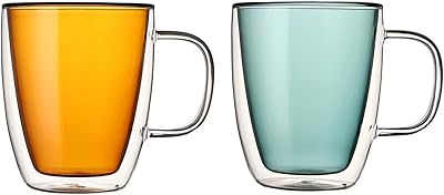Tasses à café en verre à double paroi avec poignée, tasses à café