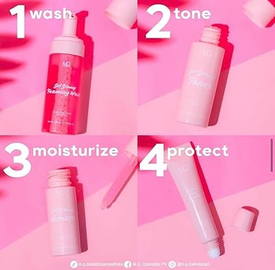 Mq cosmetics get glassy skin perfecting cosmetics set, blanchissant, anti-âge, anti-acné, enrichi