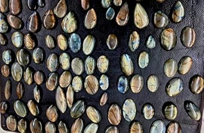 Perles gemstone 90 pièces, prix gros, lot complet, rainbow flash labrarite smooth cabuchon