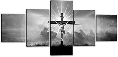 5 pièces d'art mural sur toile de jésus crucifié jésus-christ peinture sur la religion