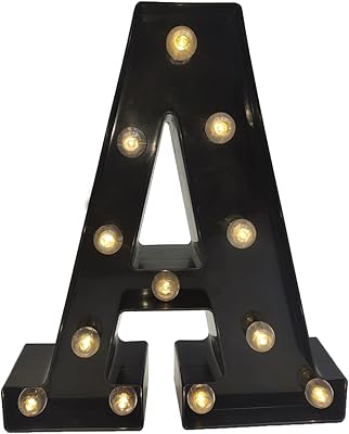 Lettres de l'alphabet led noires avec lampe diamant à piles pour mariages
