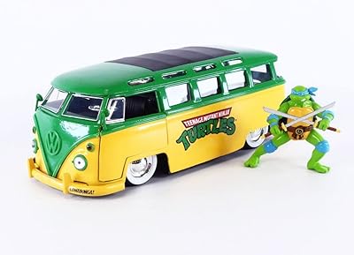 Jada toys 1962 volkswagen bus diecast model 1:24 scale avec tmnt leo, vert