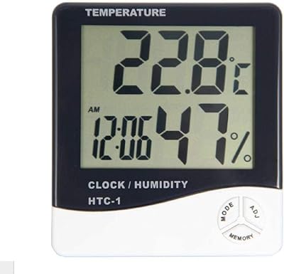 Thermomètre et hygromètre numérique htc-1, calendrier d'alarme, 5 fonctions, support de bureau grand