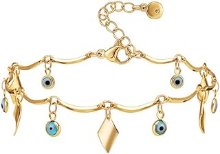 Bracelet contre le mauvais œil plaqué or véritable 18 carats, chaîne de protection