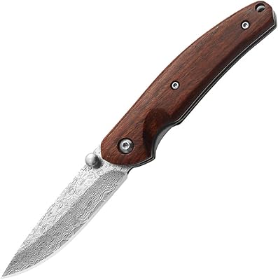 Couteau pliant steelway damas avec lame pointue de 2,75 pouces et poignées