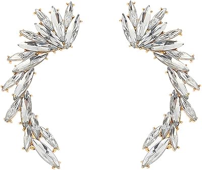 Boucles d'oreilles en cristal avec motif de feuilles grimpantes, zircon brillant clouté