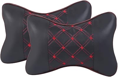 Oreiller cervical de voiture en cuir 2 pièces