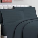 Taies d'oreiller oxford rayées 100 % coton gris taupe lot de 2 taies