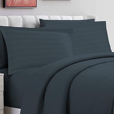 Taies d'oreiller oxford rayées 100 % coton gris taupe lot de 2 taies
