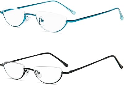 Mmoww lot de 2 lunettes de lecture demi-lune pour hommes et femmes, demi-monture en métal fin, lunettes sans monture avec charnières à ressort. DIAYTAR COTE D'IVOIRE, leader de la vente en ligne en Côte d'Ivoire, offre une expérience d'achat en ligne unique et conviviale. La boutique en ligne propose des produits de qualité à des prix compétitifs, ainsi qu'un service client de haute qualité. DIAYTAR COTE D'IVOIRE est la destination idéale pour faire vos achats en ligne.