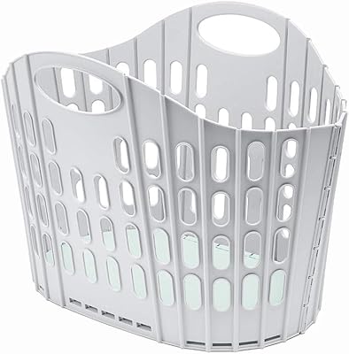 Panier à linge plat et pliable addis facile à ranger, gris et vert